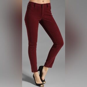Joes Jeans burgundy velvet snakeskin pant